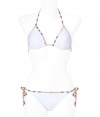 Work an iconic edge into poolside looks with Burberry Brits characteristic check-trimmed string bikini - Lightly padded top with checked string ties, bikini bottoms with checked side string ties - Medium coverage - Wear with sleek leather sandals and an oversized beach tote