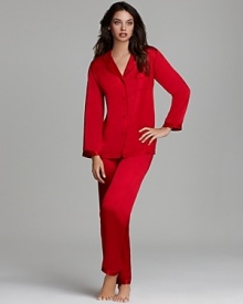 Pull on these plush silk pajamas for luxurious lounging. From Flora Nikrooz for Bloomingdale's.