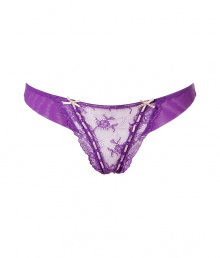 Super sexy candy purple Artistry thong by Elle MacPherson Intimates - This supermodel-approved thong is sultry with a feminine, refined lookSheer lace with ribbon and bow details and a classic cut - Looks great under every outfit