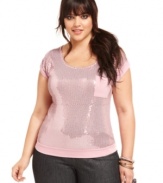 Sparkle on in American Rag's plus size sequin top, featuring a great fit and plenty of shine on casual days!