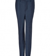 A smart pair of slim dress trousers are an essential in any wardrobe, and PS by Paul Smiths blue-grey, wool and mohair pants are a modern must - Contemporary cut is slim, with flattering, leg-elongating crease detail - Tab waist with belt loops and zip fly - Slash pockets at sides, welt pockets at rear - Polished and elegant, perfect for pairing with a button down and blazer, a cashmere pullover or a t-shirt and leather jacket