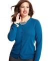 Enjoy the plush feel of Charter Club's plus size cashmere cardigan-- it's a must-have essential for your wardrobe!