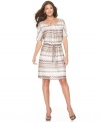 NY Collection's sweater dress is just right for spring: the relaxed fit and perky zigzag-patterned knit feel fresh!