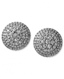 A shining example. Fossil's stud earrings are crafted from silver-tone stainless steel with shimmering glass pave accents adding a radiant touch. Approximate drop: 6/10 inch.