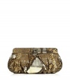 Super-luxurious clutch made ​.​.of fine champagne-colored python skin - Tremendously stylish and exclusive with a metallic finish - Fashionable, bulbous and slightly ruched shape with twist lock - Glamour bag fits all chic events