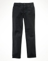 Perfect for back-to-school cool, these jeans feature a skinny silhouette and a slightly waxed finish.