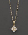 With four diamonds in a 14 Kt. yellow gold setting, this diamond pendant brings a classic sense of style to your look.