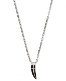 Look sharp in this striking pendant necklace from Emporio Armani. Features a black onyx stone with the company's signature logo. Setting and chain crafted in stainless steel. Approximate length: 20 inches + 2-inch extender. Approximate drop: 1-3/4 inches.