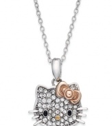 Cuteness, front and center. Hello Kitty's sterling silver necklace features a pave crystal pendant of the famed character for a fun fashion touch. Approximate length: 18 inches. Approximate drop: 3/4 inch.