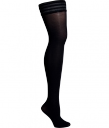 Simple and chic, Fogals opaque black stay up thigh-high stockings are an easy way to add a seductive edge to your outfit - Opaque, chic stretch stay up border, nude heel, reinforced toe - A must-have essential for day and evening alike