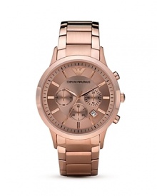 Set your look to shine with this rose-gold plated Sport style timepiece with three-eye functionality from Emporio Armarni.