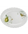 Ripe for the table, the Antique Countryside Pear oval platter exudes charm with embossed vines and colorful nature scenes in traditional white stoneware. Complements Italian Countryside and Antique White dinnerware, also by Mikasa.