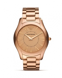 Take a break from standard issue and opt for a distinctive detail. Sharp and stylish, this rose-gold plated watch from Emporio Armani is a tick ahead.