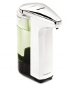 Neat, easy and automatic, this simplehuman soap pump is perfect for compact areas and features a no drip valve and touch free dispenser for a cleaner, more efficient pump. Wide opening makes refills fast and easy while a clear chamber shows soap levels at a glance.