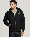 BOSS Green's cozy hooded jacket sports soft lining, full zip closure and side welt pockets.