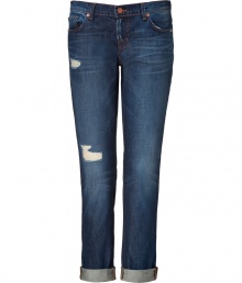 Perfectly broken-in in super soft denim, J Brands boyfriend jeans are a four-season staple perfect for giving your look that effortless-cool feel - Classic five-pocket style, zip fly, button closure, belt loops, destroyed front detailing - Slouchy boyfriend fit - Wear rolled up with feminine silk tees, blazers and ankle boots