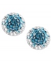 A sparkling sensation. Kaleidoscope's sunburst-hued stud earrings earrings combine a round-cut clear and aqua crystals with Swarovski Elements. Set in sterling silver. Approximate diameter: 1/2 inch.