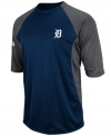 At home or on the road, show your true colors and support your favorite team with this color-blocked MLB Detroit Tigers shirt from Majestic.