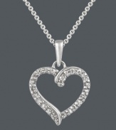 You'll look perfectly lovely in this standout style by B. Brilliant. An open-cut heart pendant adds polish and shines with the addition of round-cut cubic zirconias (1/4 ct. t.w.). Setting and chain crafted in sterling silver. Approximate length: 18 inches. Approximate drop: 7/8 inch.