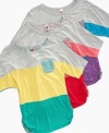 She can lock down her sweet looks with one of these colorblock tees from Beautees, a cute retro style.