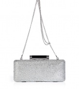 Hard-edge elegance gets an impossibly glamorous twist in Diane von Furstenbergs crystal embellished clutch, finished to perfection with a flawless patent leather back - Metal frame, hinged top closure, removable chain-link shoulder-strap, inside back wall slot pocket - Pair with cocktail dresses and statement pumps