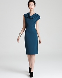 A voluminous cowl neckline lends effortless elegance to this timeless Escada dress in flattering jersey.