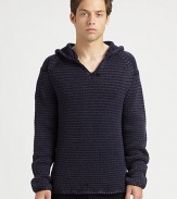 A chunky knit hooded pullover is an ideal choice when layering this season, rendered in acid washed merino wool for a finished look that is both casual and cool.V-neckAttached hoodMerino woolDry cleanImported