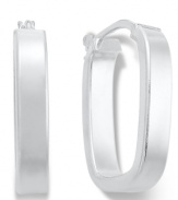 Simple, stylish and square. Giani Bernini puts a unique touch on this pair of oval-shaped hoop earrings with structured square edges. Set in sterling silver. Approximate diameter: 1/2 inch.