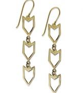 Let your style take shape with these chic, cut-out earrings. Studio Silver's Chevron drop earrings shine in 18k gold over sterling silver. Approximate drop: 2-3/4 inches.