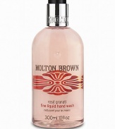 Immerse yourself in the mood of Marrakesh with this warmly spiced hand wash. Moroccan rosé granati pomegranate blends with essential oils of ginger, black pepper and cardamom. Cleanses and protects skin Indulgent experience leaves hands pampered Surrounds hands with a shimmering aroma 10 oz.