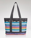 LeSportsac's signature nylon tote boasts bold stripes and ample space for must-haves. The color-clad bag escorts you on weekend errands or jet-setting adventures in stylish sensibility.