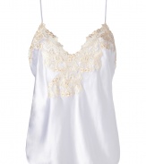 Sexy white and ivory short cami top - Turn up the heat in the boudoir with this lovely silk-blend cami- Flattering slim straps and adorable lace detail - Perfect under a blouse or on its own