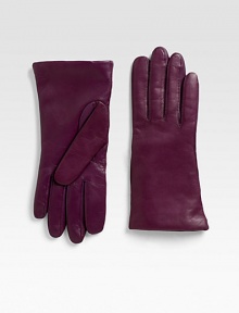 EXCLUSIVELY AT SAKS. Cashmere lined leather in a classic silhouette with touch screen technology to protect your fingers from the elements.About 10 longCashmere liningLeatherProfessional leather cleanerImported