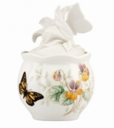 Spring is in the air with the Butterfly Meadow flower diffuser from Lenox. Colorful blooms and butterflies in scalloped white porcelain lend country charm to any setting. With a beautifully sculpted lid. Qualifies for Rebate