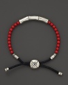 John Hardy Men's Batu Sterling Silver Bamboo Bracelet with Reconstructed Coral