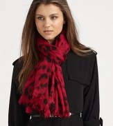 A bold animal print with baby fringe details. 35% cashmere/35% silk/30% woolAbout 55 X 74¾Dry cleanMade in Italy