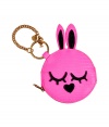 Punchy in pink, Marc by Marc Jacobs bunny coin purse is a cute way to liven up your look - Zip-around closure, textural pink PVC, gold-toned key ring with clip chain attached - An incredibly fun way to stash away your change