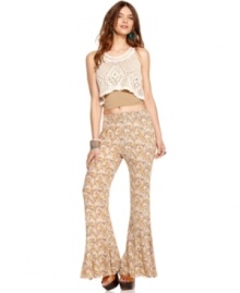 In an allover floral print, these Free People wide-leg pants add a boho flair to you spring look!