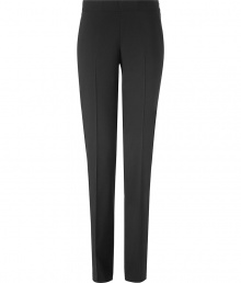 Luxurious pants in fine wool - classic color black - very comfortable, noble quality - a highlight piece, mix of elegant, modern and formal - new cut, slim, slightly pin shaped with lateral zipper - figure flattering crease - a hit and business basic to have - wear these pants at the office with a blazer and top, in the evening with a chiffon blouse and high heels