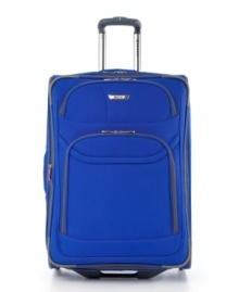 A best bet for the jet set, this full-featured carry-on suitcase from Delsey is built for today's traveler. Incredibly spacious and feather light, it helps you make the most out of your trip with a perfectly organized packing area full of convenient pockets. 10-year limited warranty. (Clearance)