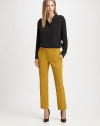 Restore your work wardrobe with these pleated jersey pants, defined by four-pocket styling and a medium rise. Button closureZip flyBack besom pocketsRise, about 8½Inseam, about 27PolyamideDry cleanImportedModel shown is 5'9 (175cm) wearing US size 4.OUR FIT MODEL RECOMMENDS ordering true size. 