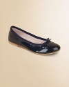 Slip your tiny dancer's little feet into these shiny, ballerina-inspired flats.Slip-on stylePatent leather upperLeather liningLeather solePadded insoleImported