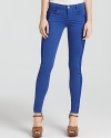 J Brand Jeans - Kinsey Contrast Panel Mid Rise Skinny Jeans in Blueberry