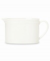 Dine with Wickford dinnerware and tie in timeless sophistication with every meal. Crafted in versatile white porcelain, this creamer features a contemporary, cylindrical shape embossed at the rim with a twisting rope pattern.