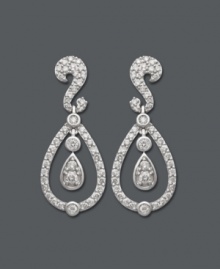 Perfect for a night on the town. Dazzle them with these sparkling teardrop earrings coated with round-cut diamonds (1 ct. t.w.). Crafted in 14k white gold. Approximate drop: 1 inch.