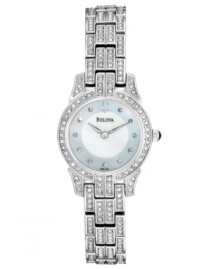 Wrapped in glistening crystal accents from top to bottom, this Crystal Dress collection watch from Bulova defines simple yet unique elegance.