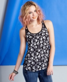 Rock out, punk-style, in this skull-print tank top from Eyeshadow!