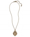 Charmingly chic. Highlighting the initial C, Monet's pretty pendant necklace is made in gold tone mixed metal and adorned with sparkling crystal accents. Item comes packaged in a gift box. Approximate length: 16 inches + 2-inch extender. Approximate drop: 1-1/2 inches.