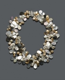 When you can't drop everything for a trip to the beach. Remind yourself of the shoreline with the rich hues and shapes of cultured freshwater pearl (5-5-1/2 mm) and mother-of-pearl in this stunning necklace. Crafted in sterling silver. Approximate length: 20 inches.