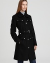 Exquisitely structured, this Laundry by Shelli Segal wool coat offers a fetching belted silhouette and a soft knit collar to trump drab winter days.